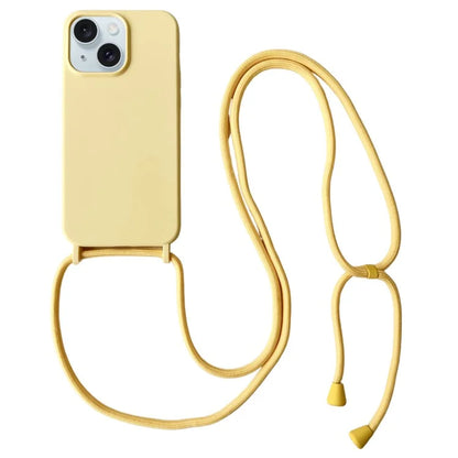 For iPhone 13 Crossbody Case Liquid Silicone Ultra Slim Fit Shockproof Phone Cover