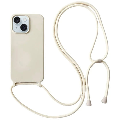 For iPhone 13 Crossbody Case Liquid Silicone Ultra Slim Fit Shockproof Phone Cover