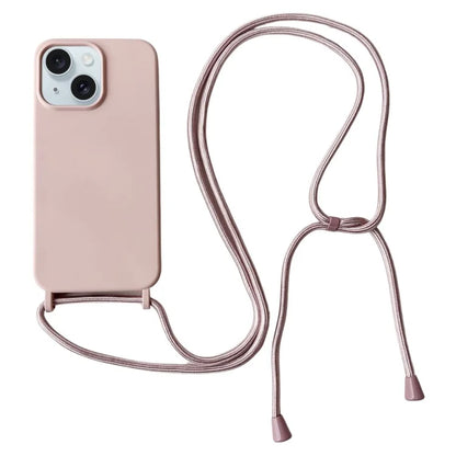 For iPhone 13 Crossbody Case Liquid Silicone Ultra Slim Fit Shockproof Phone Cover