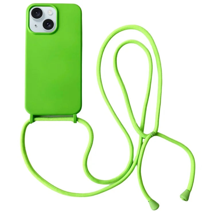 For iPhone 13 Crossbody Case Liquid Silicone Ultra Slim Fit Shockproof Phone Cover