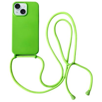 For iPhone 13 Crossbody Case Liquid Silicone Ultra Slim Fit Shockproof Phone Cover