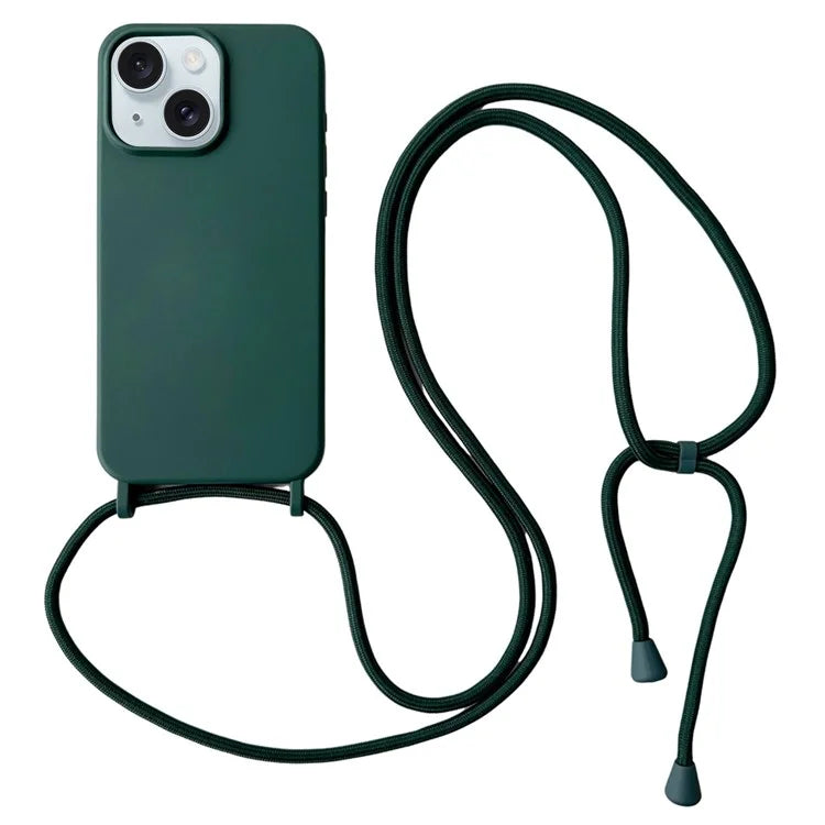 For iPhone 14 Plus Case Liquid Silicone Smooth Phone Cover with Adjustable Lanyard