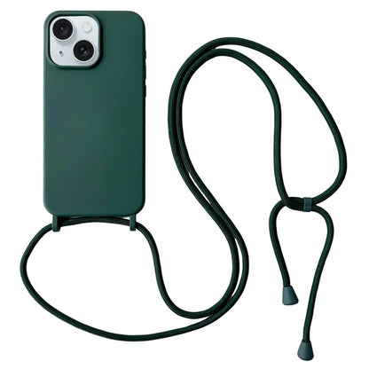 For iPhone 14 Plus Case Liquid Silicone Smooth Phone Cover with Adjustable Lanyard