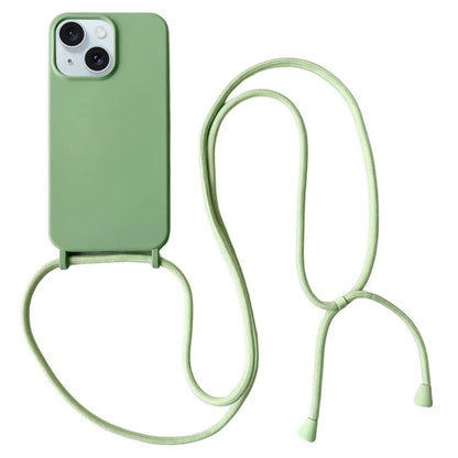 For iPhone 14 Plus Case Liquid Silicone Smooth Phone Cover with Adjustable Lanyard
