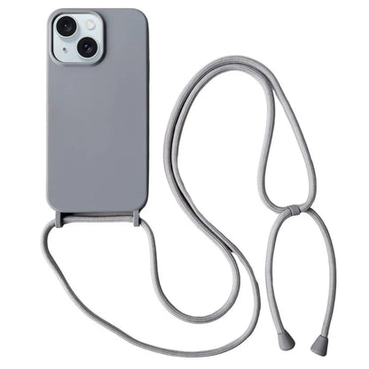 For iPhone 14 Plus Case Liquid Silicone Smooth Phone Cover with Adjustable Lanyard