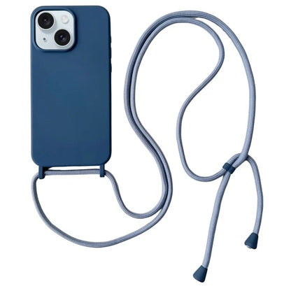 For iPhone 14 Plus Case Liquid Silicone Smooth Phone Cover with Adjustable Lanyard