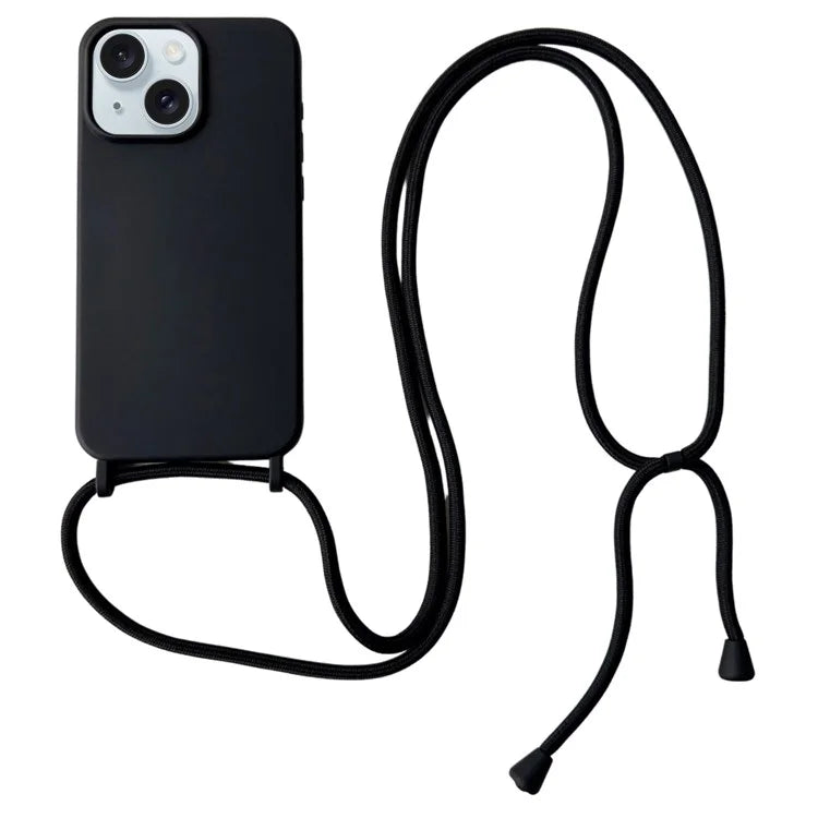 For iPhone 14 Plus Case Liquid Silicone Smooth Phone Cover with Adjustable Lanyard