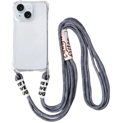 For iPhone 13 6.1 inch TPU Case Reinforced Corner Drop-resistant Phone Cover with Long Lanyard