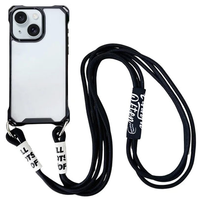 For iPhone 14 Plus Case with Lanyard Reinforced Corner Drop-proof Phone Shell