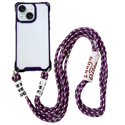 For iPhone 14 Plus Case with Lanyard Reinforced Corner Drop-proof Phone Shell