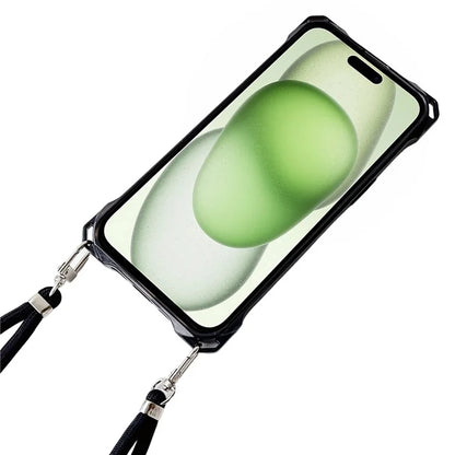 For iPhone 15 Case Drop-proof Soft TPU Phone Cover with Thick Lanyard