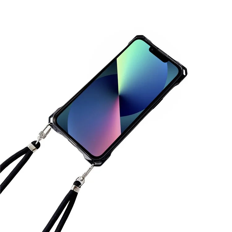 For iPhone 13 Case Reinforced Corner Drop Protection TPU Phone Cover with Thin Lanyard
