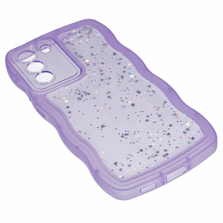 JTW Series for Samsung Galaxy S21 FE 5G Case Wave Frame Curly Shape TPU Epoxy Phone Cover