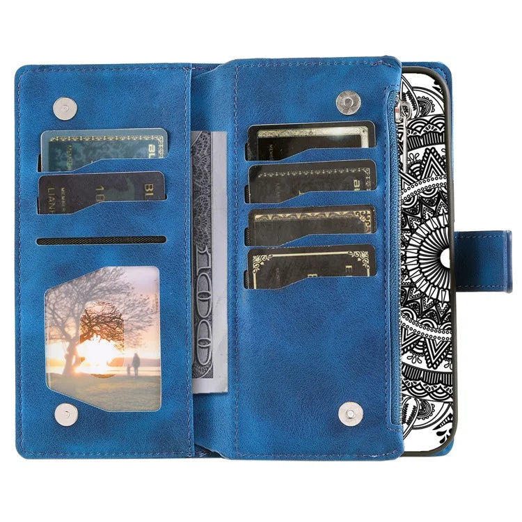 For Xiaomi Redmi Note 13 Pro 4G / Poco M6 Pro 4G Case Zipper Leather Mandala Flower Wallet Phone Cover