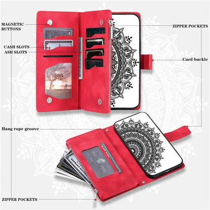For Xiaomi Redmi Note 13 Pro 4G / Poco M6 Pro 4G Case Zipper Leather Mandala Flower Wallet Phone Cover