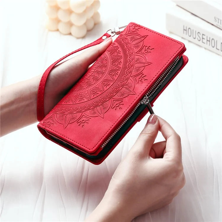For Xiaomi Redmi Note 13 Pro 4G / Poco M6 Pro 4G Case Zipper Leather Mandala Flower Wallet Phone Cover