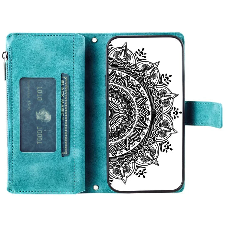 For Xiaomi Redmi Note 13 Pro 4G / Poco M6 Pro 4G Case Zipper Leather Mandala Flower Wallet Phone Cover