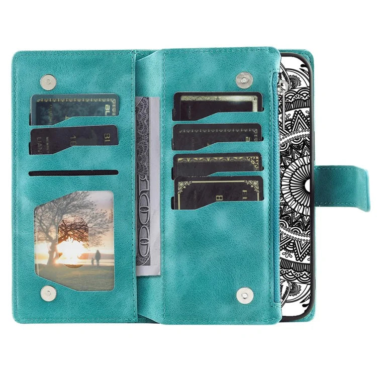 For Xiaomi Redmi Note 13 Pro 4G / Poco M6 Pro 4G Case Zipper Leather Mandala Flower Wallet Phone Cover