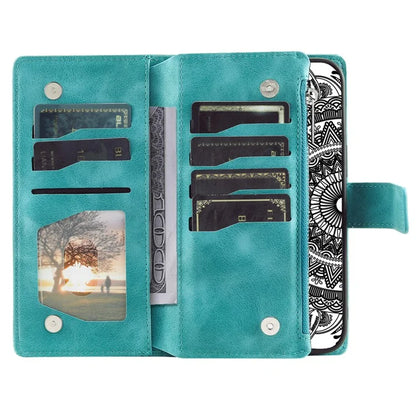 For Xiaomi Redmi Note 13 Pro 4G / Poco M6 Pro 4G Case Zipper Leather Mandala Flower Wallet Phone Cover