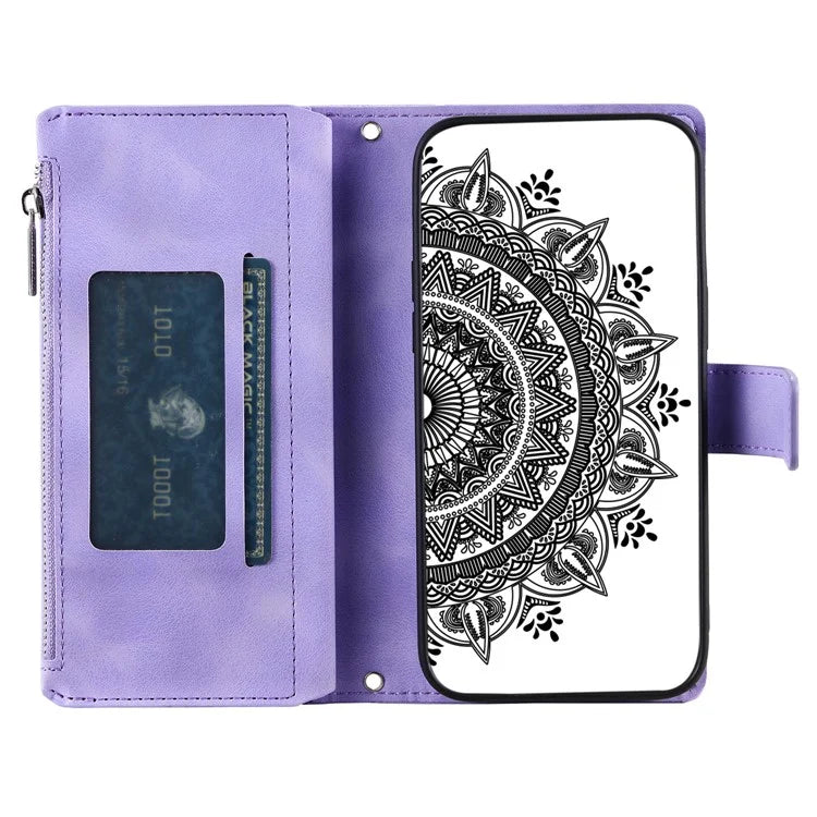 For Xiaomi Redmi Note 13 Pro 4G / Poco M6 Pro 4G Case Zipper Leather Mandala Flower Wallet Phone Cover