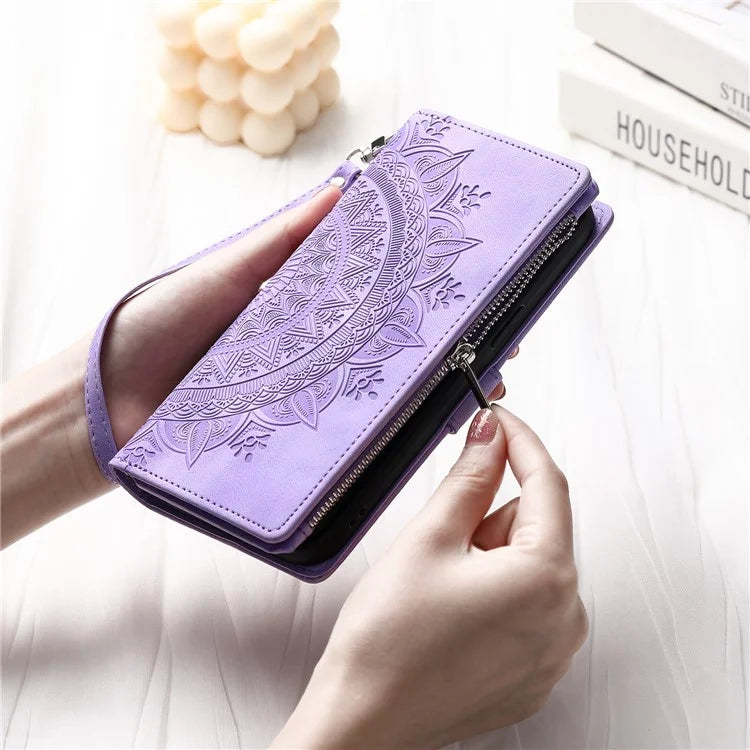 For Xiaomi Redmi Note 13 Pro 4G / Poco M6 Pro 4G Case Zipper Leather Mandala Flower Wallet Phone Cover