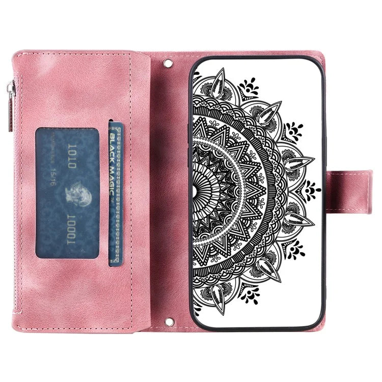For Xiaomi Redmi Note 13 Pro 4G / Poco M6 Pro 4G Case Zipper Leather Mandala Flower Wallet Phone Cover