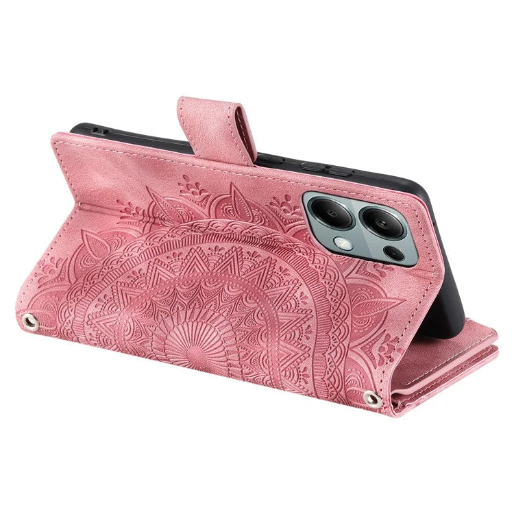For Xiaomi Redmi Note 13 Pro 4G / Poco M6 Pro 4G Case Zipper Leather Mandala Flower Wallet Phone Cover