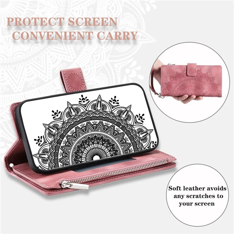 For Xiaomi Redmi Note 13 Pro 4G / Poco M6 Pro 4G Case Zipper Leather Mandala Flower Wallet Phone Cover