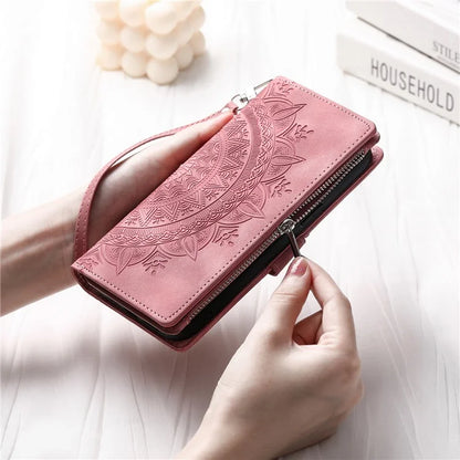 For Xiaomi Redmi Note 13 Pro 4G / Poco M6 Pro 4G Case Zipper Leather Mandala Flower Wallet Phone Cover