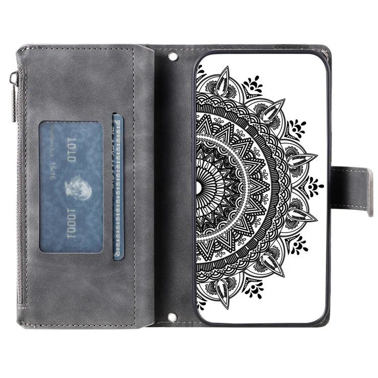 For Xiaomi Redmi Note 13 Pro 4G / Poco M6 Pro 4G Case Zipper Leather Mandala Flower Wallet Phone Cover