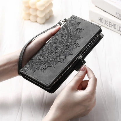 For Xiaomi Redmi Note 13 Pro 4G / Poco M6 Pro 4G Case Zipper Leather Mandala Flower Wallet Phone Cover