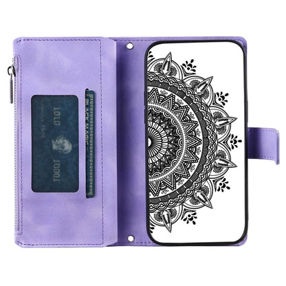 For Xiaomi Redmi Note 13 Pro 5G / Poco X6 5G Case Mandala Zipper Pocket Flip Leather Phone Cover with Strap