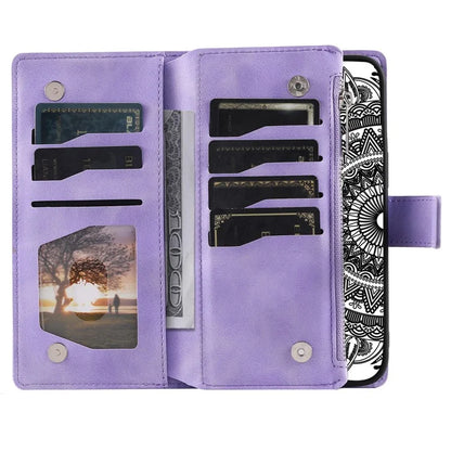 For Xiaomi Redmi Note 13 Pro 5G / Poco X6 5G Case Mandala Zipper Pocket Flip Leather Phone Cover with Strap