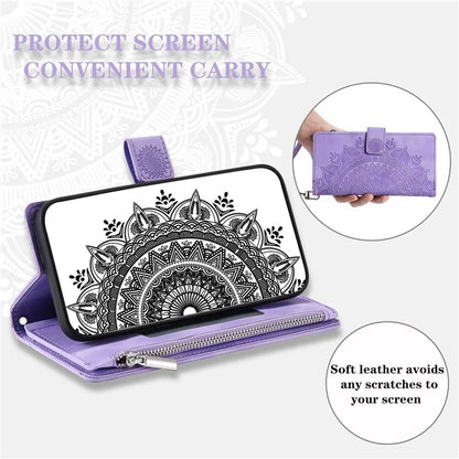 For Xiaomi Redmi Note 13 Pro 5G / Poco X6 5G Case Mandala Zipper Pocket Flip Leather Phone Cover with Strap