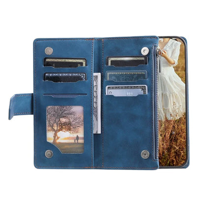 For Xiaomi Redmi Note 13 Pro+ 5G Case Zipper Pocket Flip Leather Phone Cover with Wrist Strap