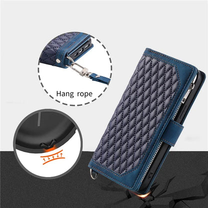 For Xiaomi Redmi Note 13 Pro+ 5G Case Zipper Pocket Flip Leather Phone Cover with Wrist Strap