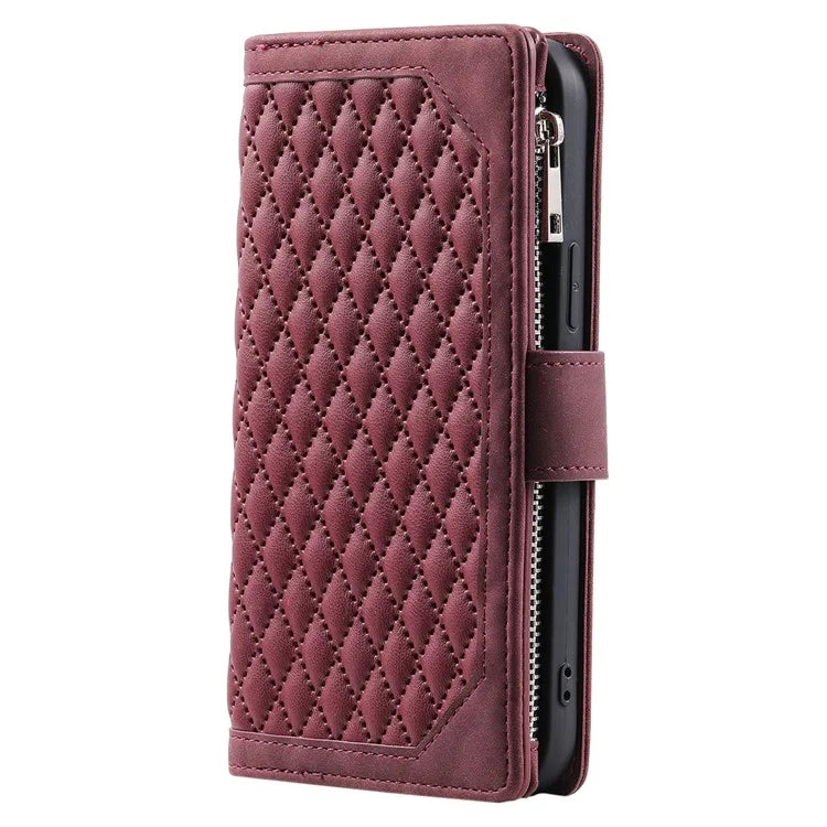 For Xiaomi Redmi Note 13 Pro+ 5G Case Zipper Pocket Flip Leather Phone Cover with Wrist Strap