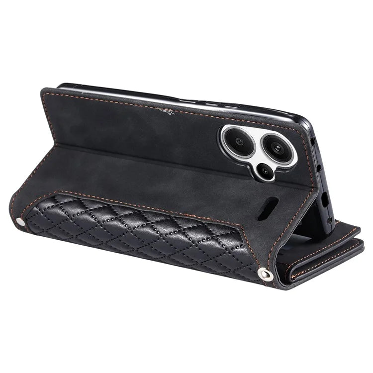 For Xiaomi Redmi Note 13 Pro+ 5G Case Zipper Pocket Flip Leather Phone Cover with Wrist Strap