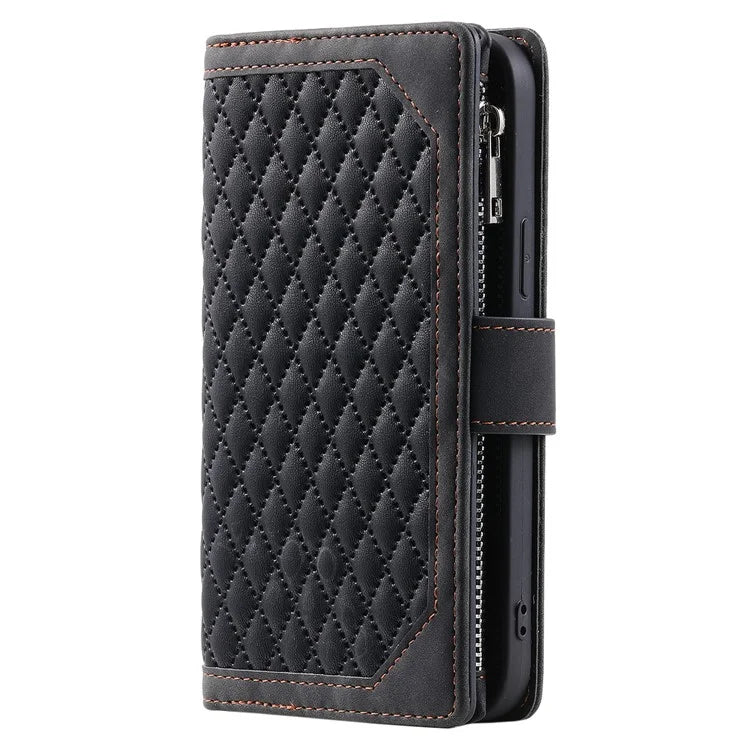 For Xiaomi Redmi Note 13 Pro+ 5G Case Zipper Pocket Flip Leather Phone Cover with Wrist Strap