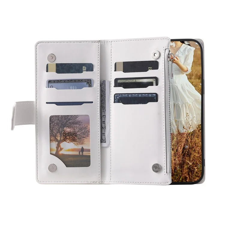 For Xiaomi Redmi Note 13 Pro+ 5G Case Zipper Pocket Flip Leather Phone Cover with Wrist Strap