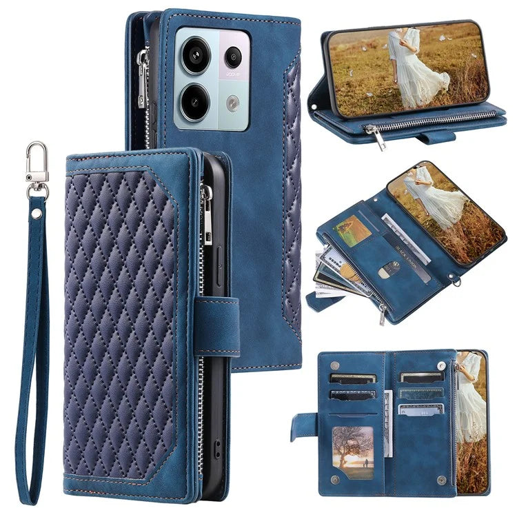 For Xiaomi Redmi Note 13 Pro 5G / Poco X6 5G Case Zipper Leather Phone Cover with Wallet