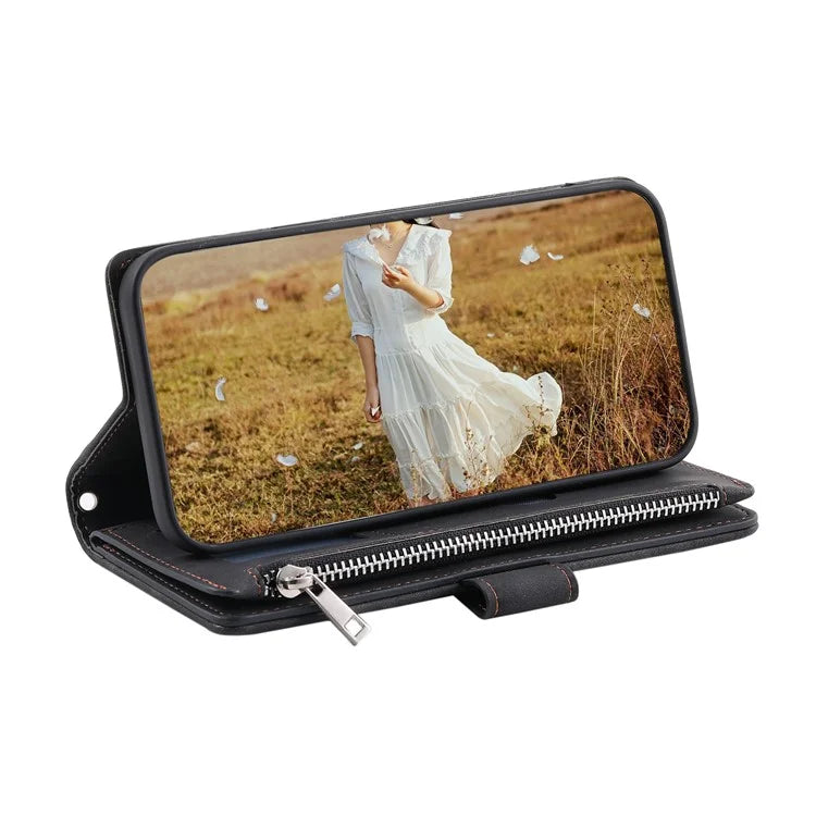 For Xiaomi Redmi Note 13 Pro 5G / Poco X6 5G Case Zipper Leather Phone Cover with Wallet