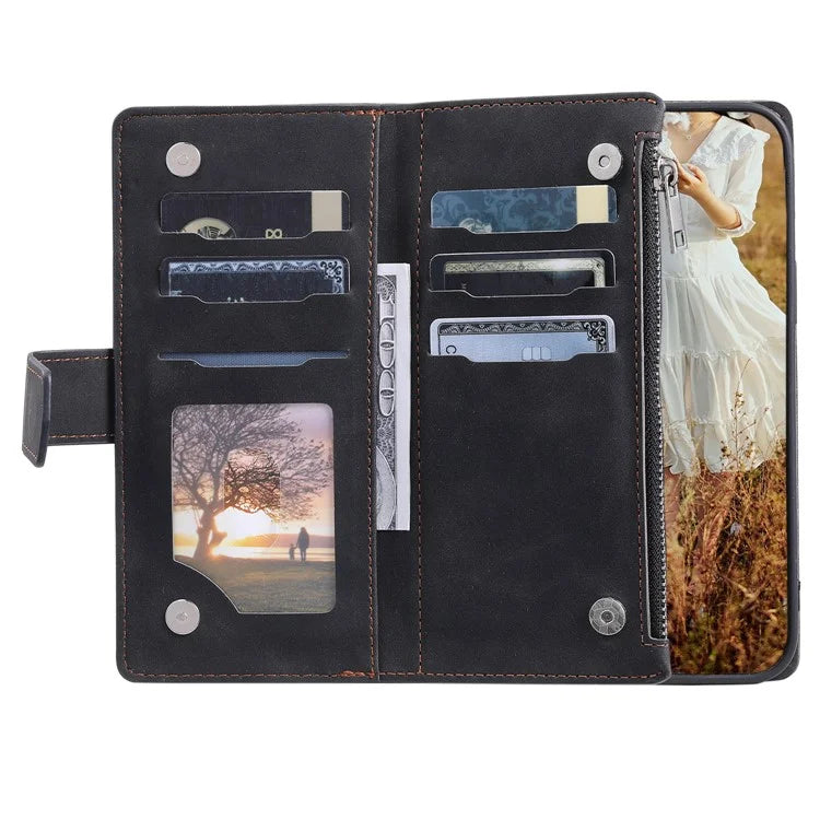 For Xiaomi Redmi Note 13 Pro 5G / Poco X6 5G Case Zipper Leather Phone Cover with Wallet