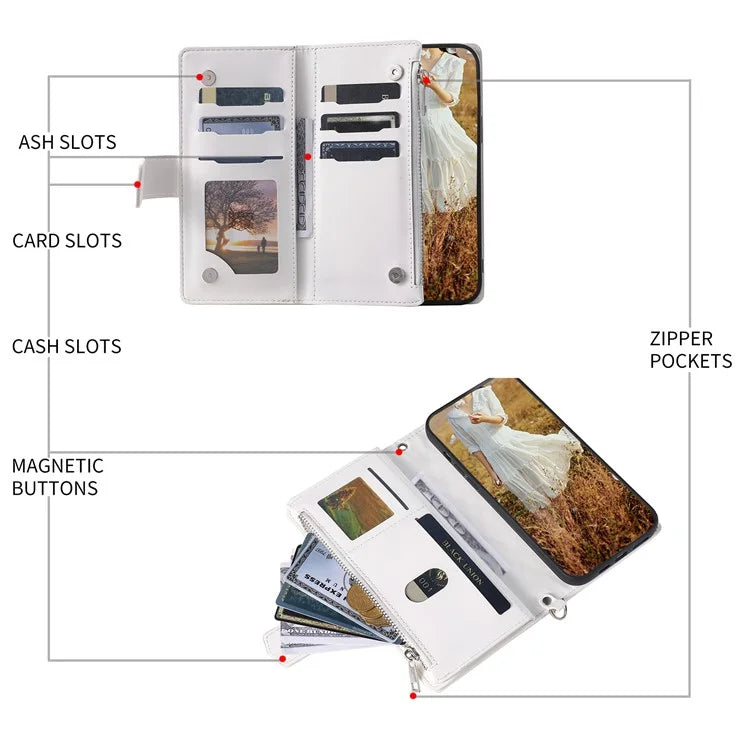 For Xiaomi Redmi Note 13 Pro 5G / Poco X6 5G Case Zipper Leather Phone Cover with Wallet