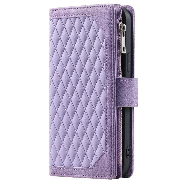For Xiaomi Redmi Note 13 Pro 4G / Poco M6 Pro 4G Case Rhombus Leather Zipper Pocket Phone Cover