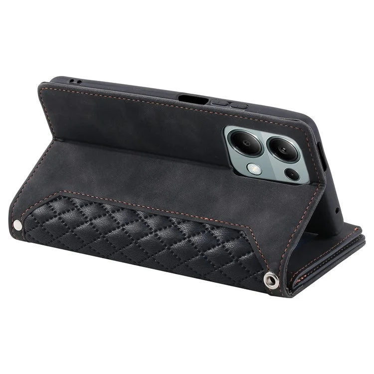 For Xiaomi Redmi Note 13 Pro 4G / Poco M6 Pro 4G Case Rhombus Leather Zipper Pocket Phone Cover