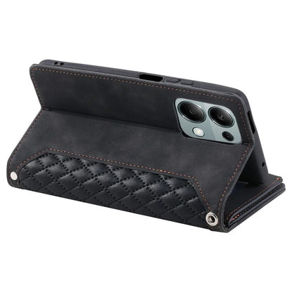 For Xiaomi Redmi Note 13 Pro 4G / Poco M6 Pro 4G Case Rhombus Leather Zipper Pocket Phone Cover