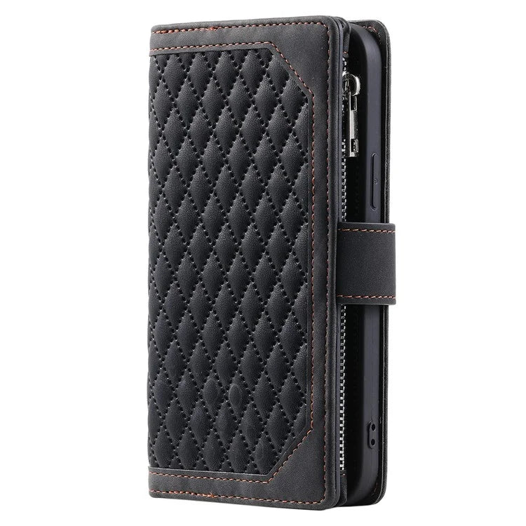For Xiaomi Redmi Note 13 Pro 4G / Poco M6 Pro 4G Case Rhombus Leather Zipper Pocket Phone Cover