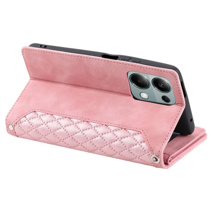 For Xiaomi Redmi Note 13 Pro 4G / Poco M6 Pro 4G Case Rhombus Leather Zipper Pocket Phone Cover