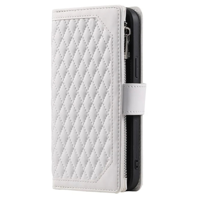 For Xiaomi Redmi Note 13 Pro 4G / Poco M6 Pro 4G Case Rhombus Leather Zipper Pocket Phone Cover